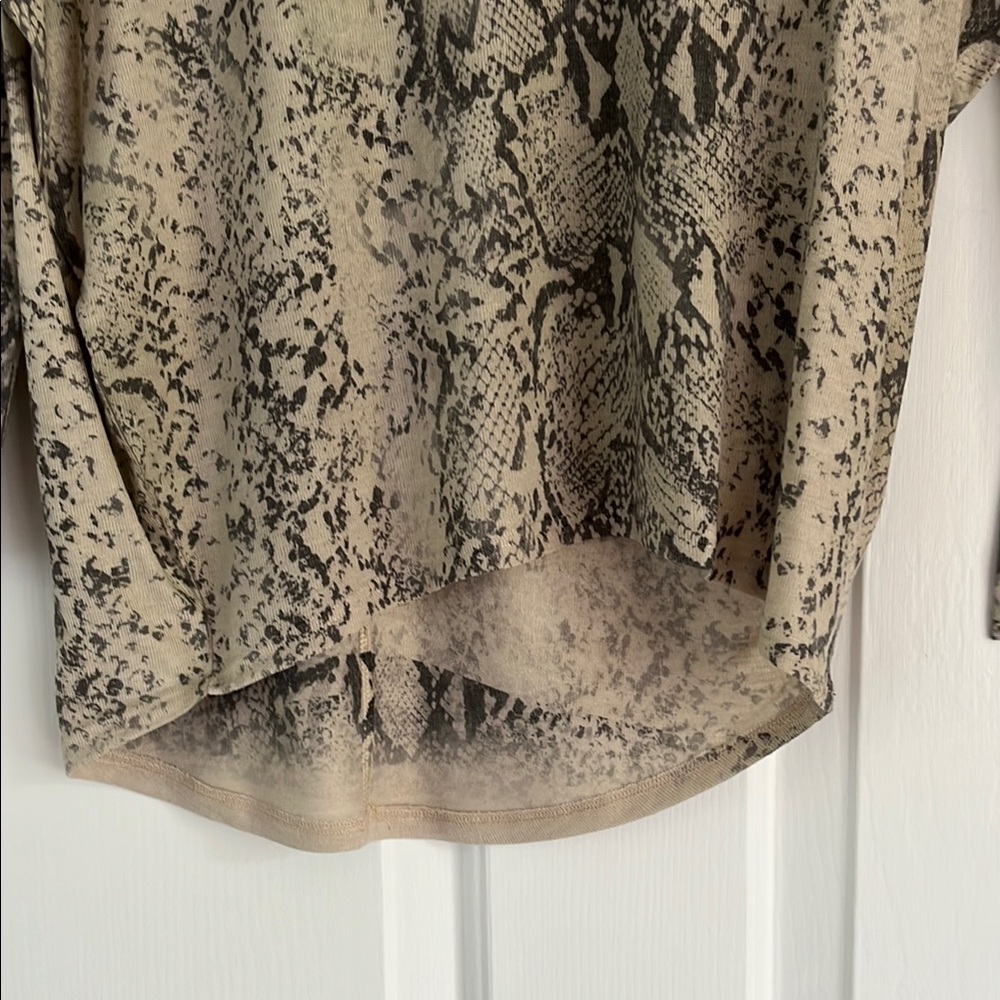 All Saints Tan Long Sleeve Snakeskin Tee - Picture 3 of 9